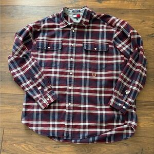 Tommy Hilfiger Vintage Classic Cotton Lg Navy & Burgundy Plaid Shirt with Logo